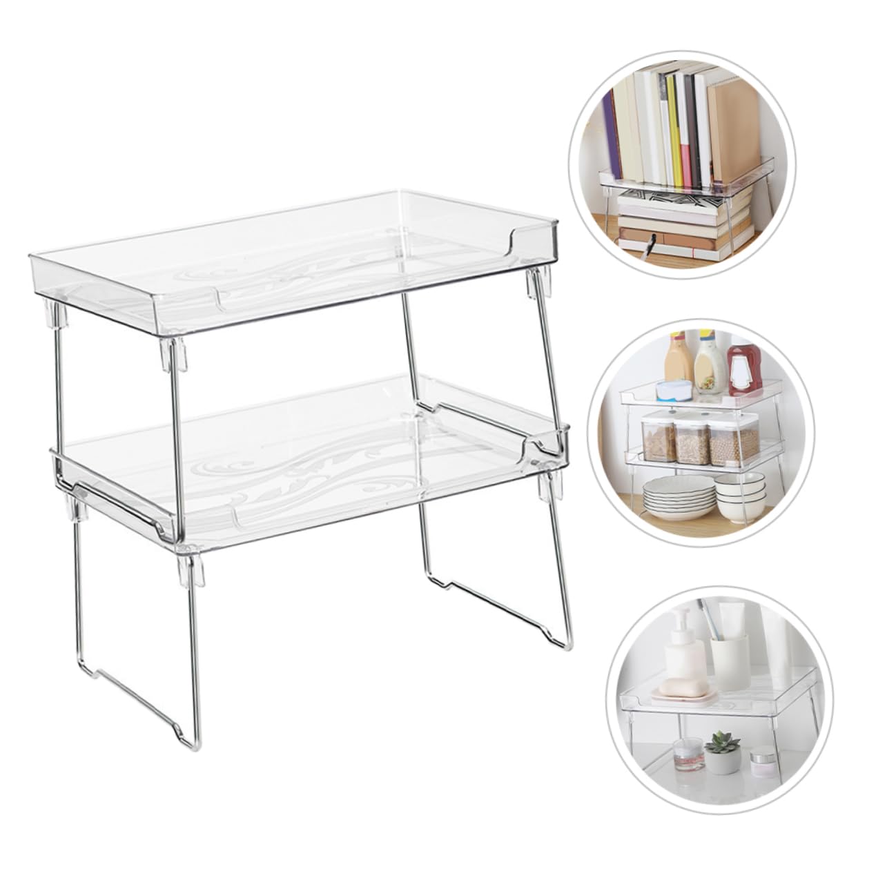 DOITOOL 2pièces Étagères à Épices Transparentes Organisateur De Rangement Pour Cuisine Salle De Bain Et Bureau Support De Comptoir Empilable Et