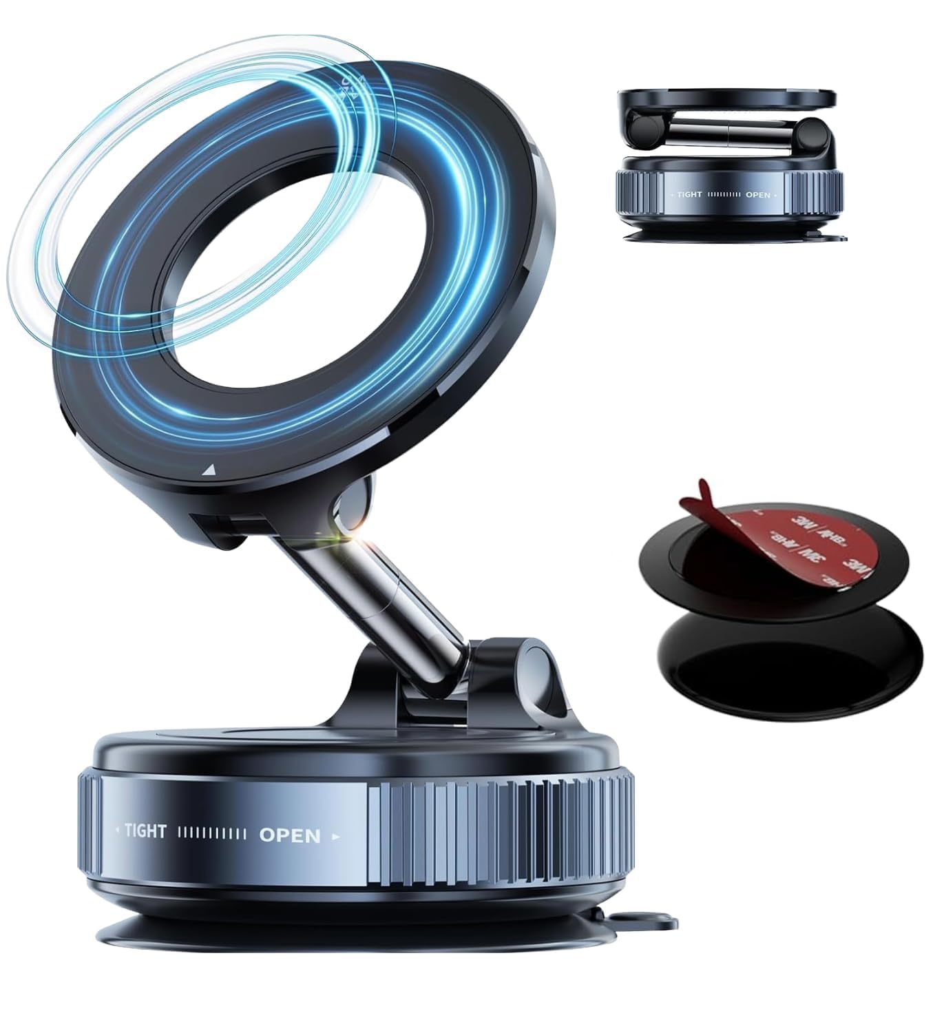 Upgraded 360° Vacuum Magnetic Car Phone Mount, Strong Suction Cup Phone Holder, Hands-Free Mobile Stand for Car Dashboard, Windshield, Gym, Mirror & Shower, Universal Compatible (Pro Black)-image-48