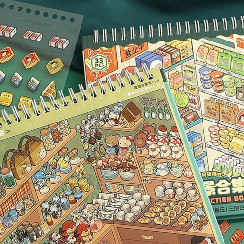 Libro de pegatinas para niños Sticker Scenes de 10 piezas creativas 3D para recompensas 7