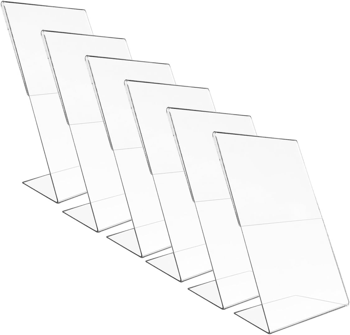 Victory Light (6 Pack Vertical 8x10” Acrylic Document Menu Holder Photo Frames Sign Holder Sign Display Home Office