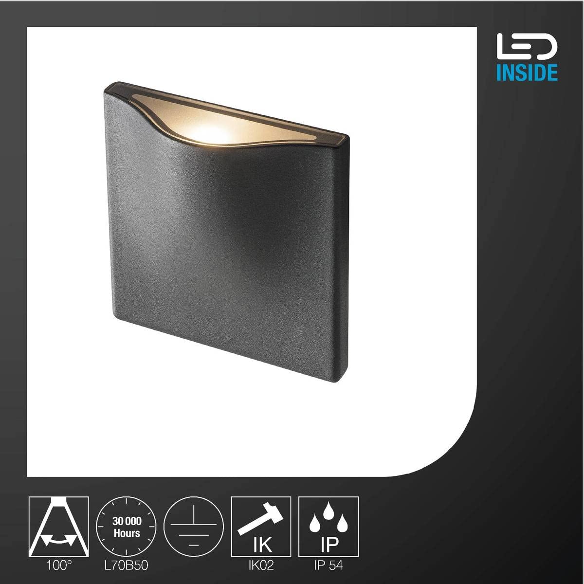 SLV LED Wandleuchte VILUA S für die effektvolle Außenbeleuchtung von Hauseingang, Wänden, Wegen, Fassaden, Treppen | LED Wandlampe, Aussenleuchte, Gartenlampe | LED Inside, 8,3W, 3000K, 405lm,