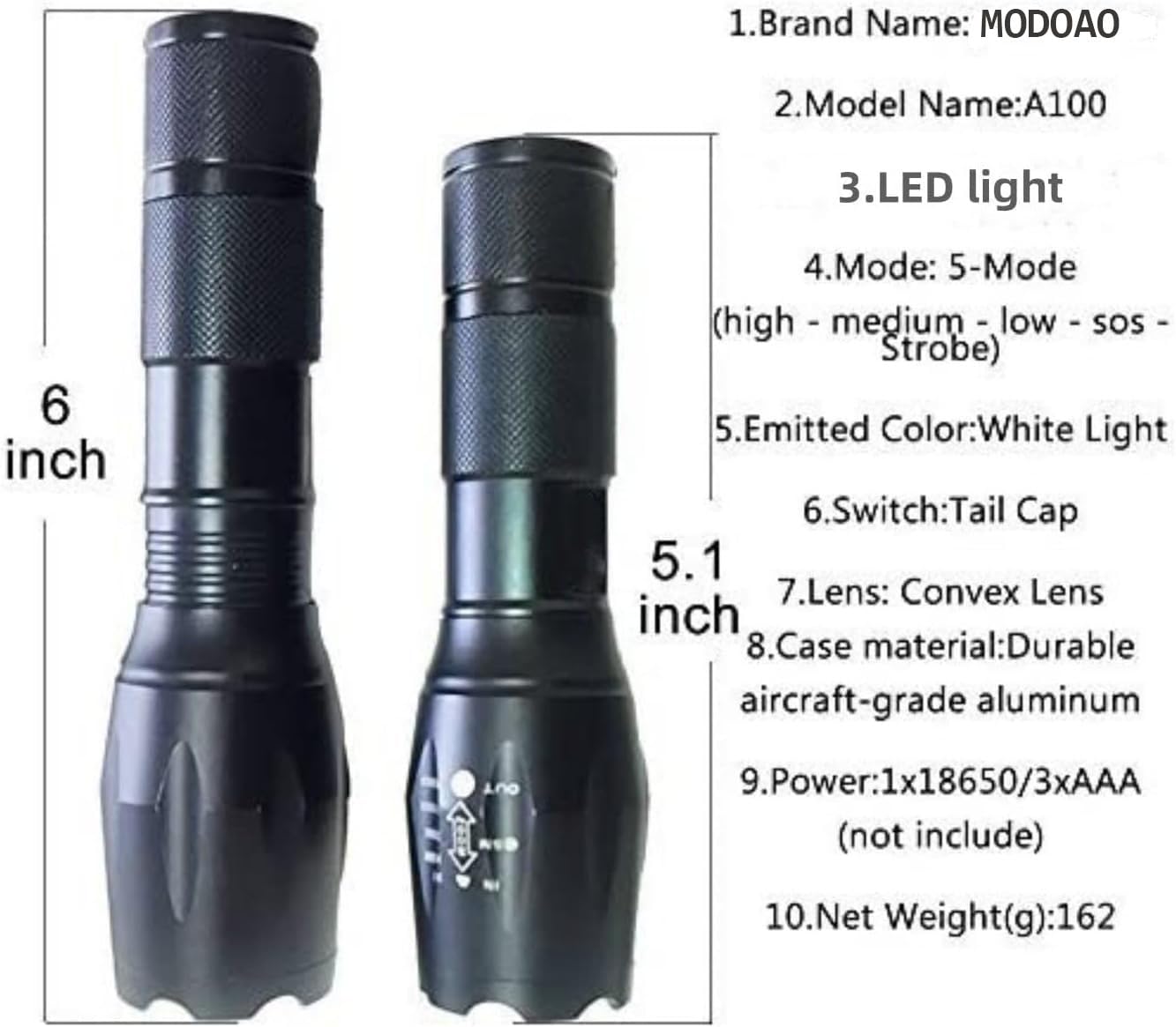 6-Pack Tactical LED Flashlights - High Lumens Zoomable With 5 Modes For Outdoor
