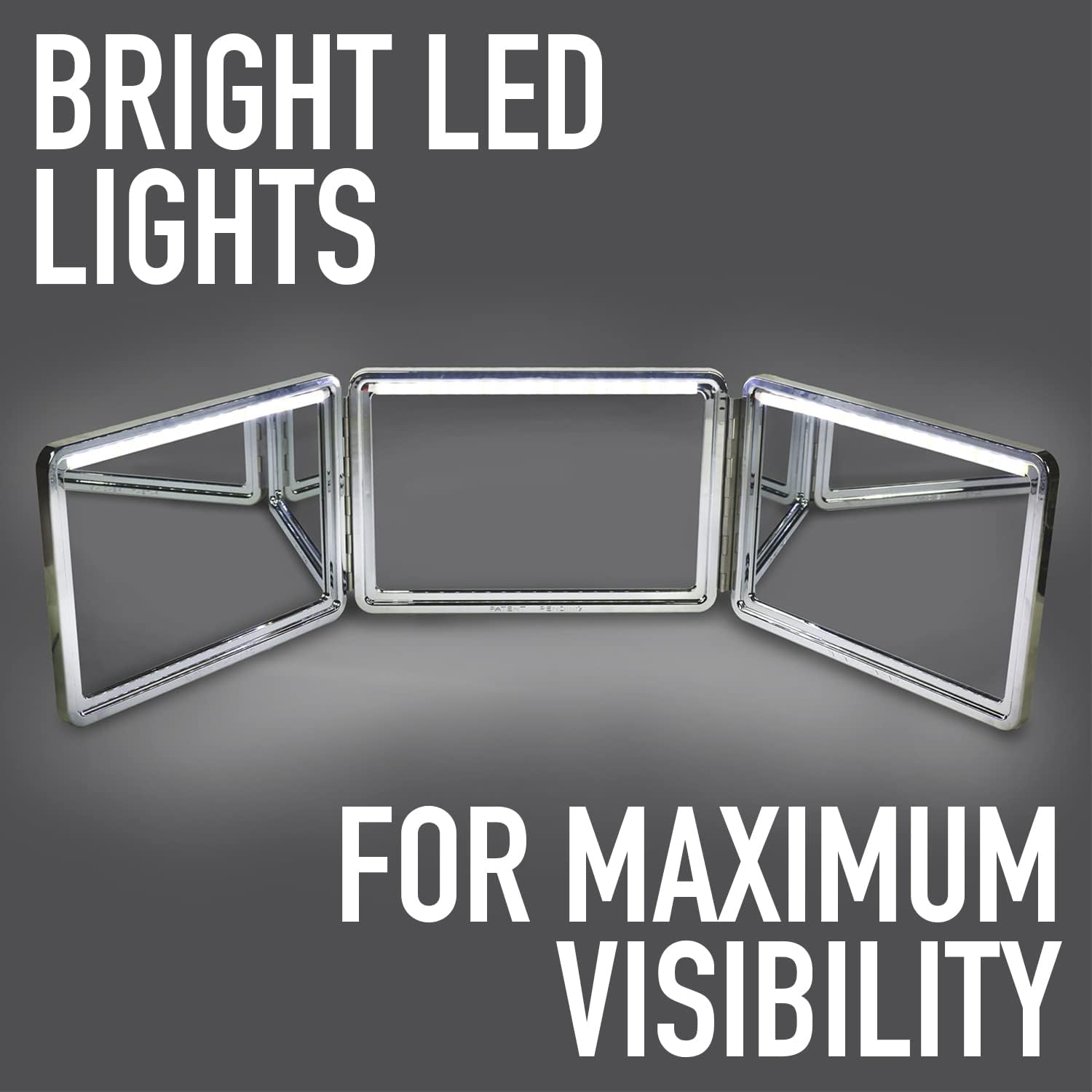 Self-Cut System LED 3 Way Mirror for Self Hair Cutting, Trifold Barber Mirror with Height Adjustable Hooks, 360 View, Includes Free Educational Mobile App (Heaven Lights)