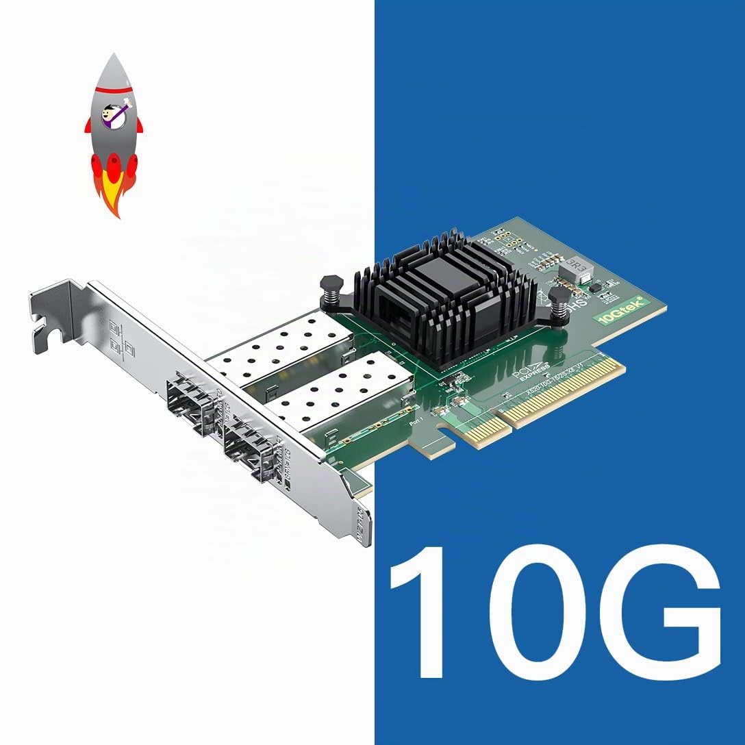 HiFiber 10G Ethernet karta sieciowa, 2 porty SFP+ NIC, 10 GbE CNA, SPEC Equal do X520-DA2, z kontrolerem Intel 82599ES, obsługa Windows Server/Linux/VMware (nie obsługuje MAC)