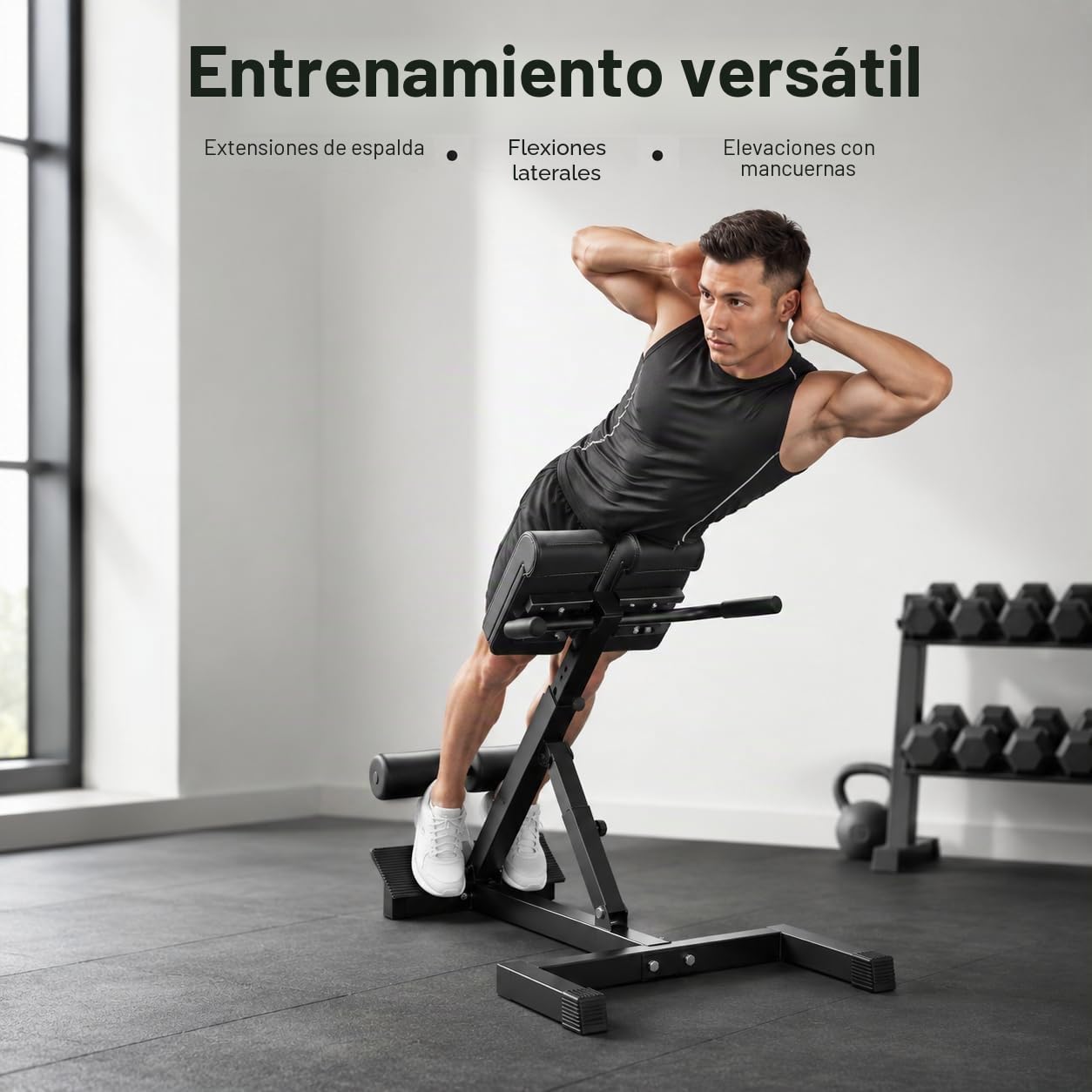Silla romana para gimnasio en casa, banco de hiperextensión para ejercicio de espalda y abdominales, máquina de rizar piernas ajustable resistente con 5 opciones de altura, capacidad de peso de 330