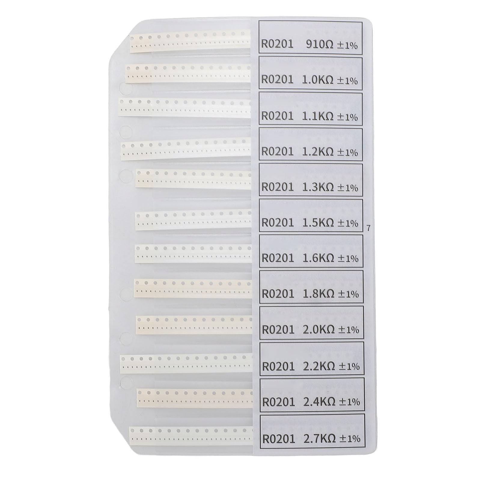 Catálogo de muestras de resistencias SMD, 170 valores x 50 piezas cada uno, precisión del 1%, carpeta de componentes electrónicos surtidos en estuche duradero de PVC para
