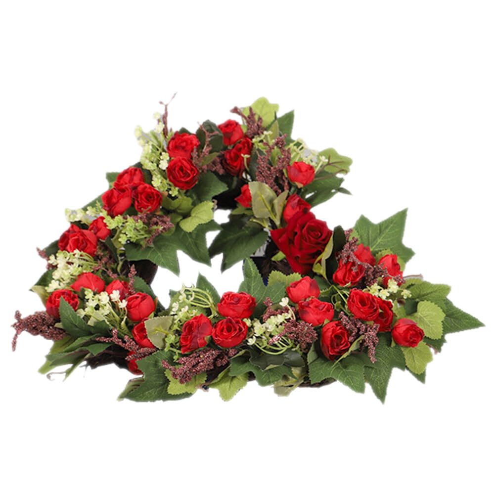 Alipis Herzförmiger Kranz für Zuhause und Festlichkeiten aus Rattan und Kunststoff mit Künstlichen Rosen Einfache Handhabung Elegante Hochzeits und Valentinstagsdekoration