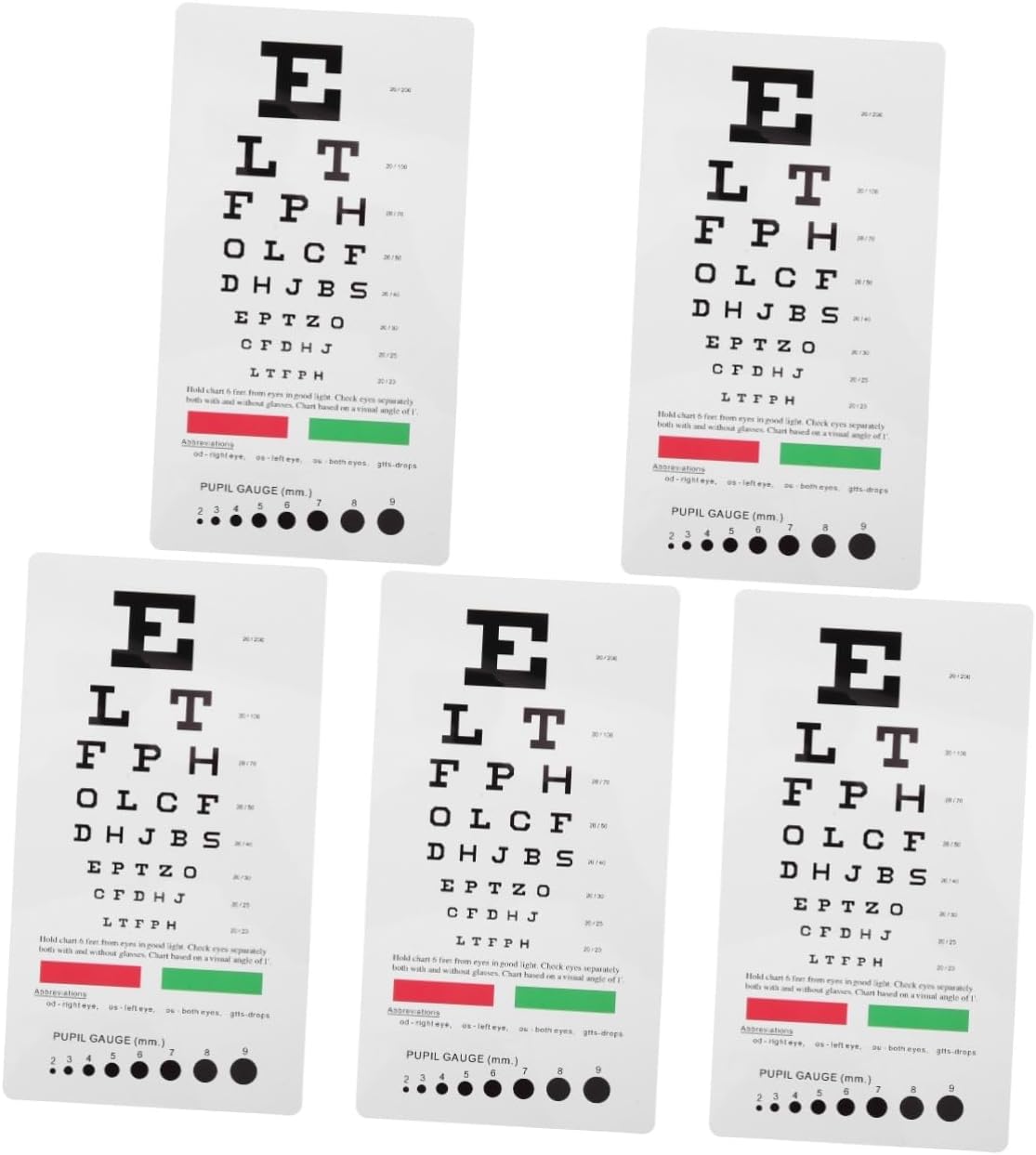SOLUSTRE 5pcs Portable Double-Sided Eye Chart for Wall Snellen Vision Testing Chart Design for Home School Glasses Shop Lightweight Test Tool