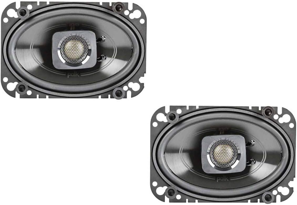 Polk Audio DB462 DB+ Series 4" x 6" Coaxial Speaker for Car & Marine, 2-Way Boat & Car Audio Speaker, 50-22kHz Frequency Response, Polypropylene Woofer Cone & 3/4" Silk Dome Tweeter, Easy Installation