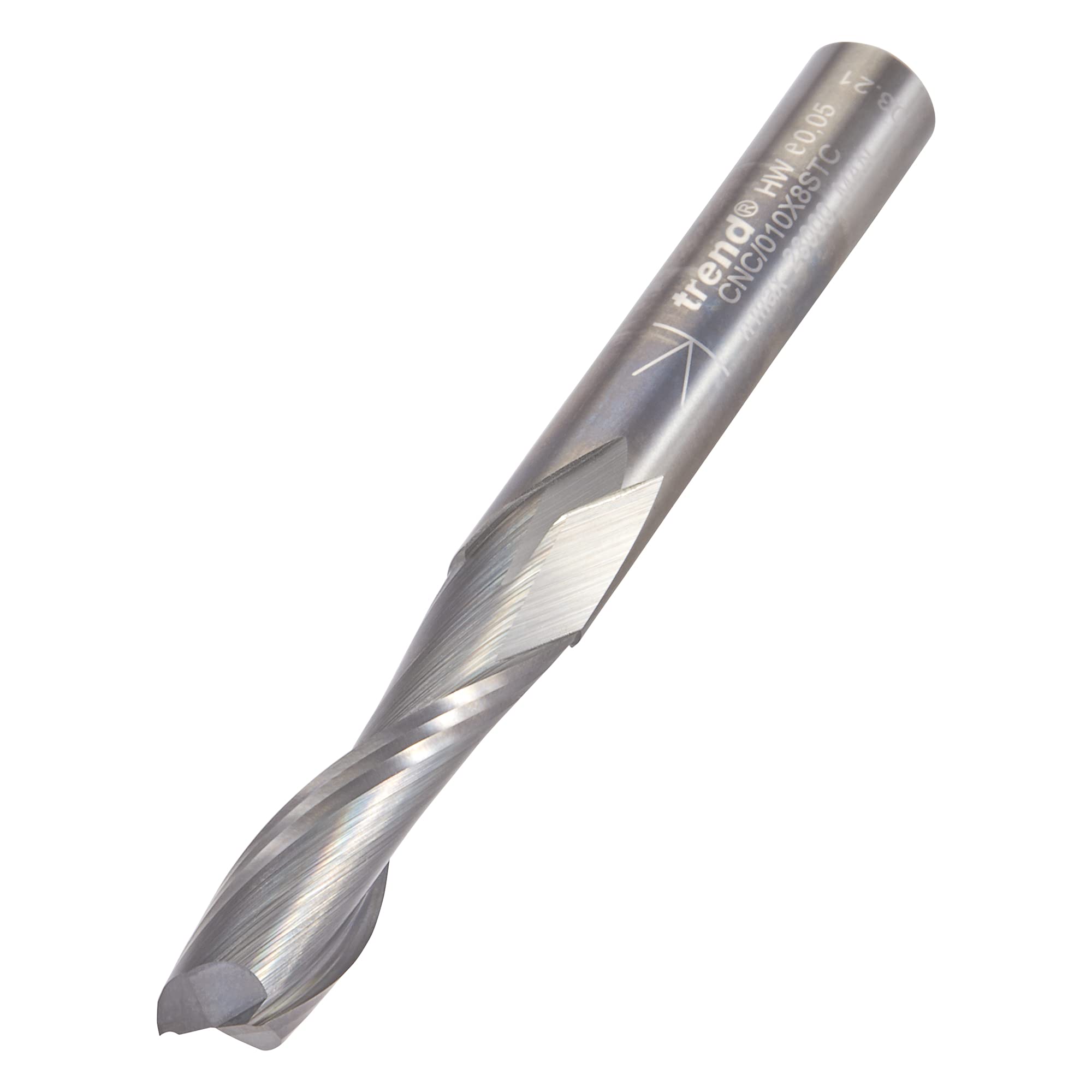Trend Cnc Spiral Up-Cut Router Cutter, 8Mm Shank, 8Mm Cut Diameter & 32Mm Cut Length, Two Flute, Solid Tungsten Carbide, Cnc/010X8stc