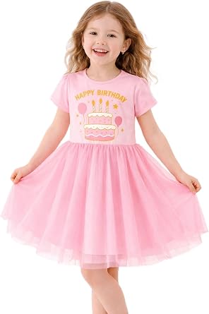 HILEELANG Toddler Girl Dress Tulle Party Outfit with Bow Sweet Holiday Spring Summer Clothes for Kids 27 Years