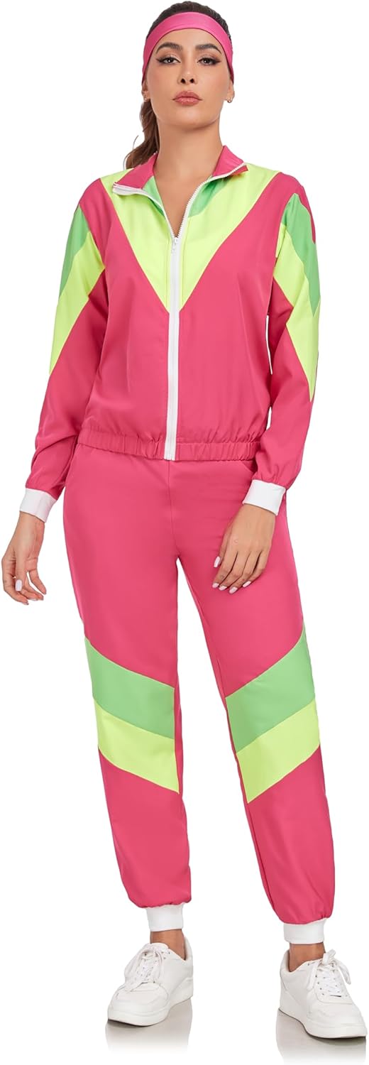 Cuteshower Women 80s Tracksuit Costume for Retro Hip Hop Windbreaker Costumes for Halloween - Image 8