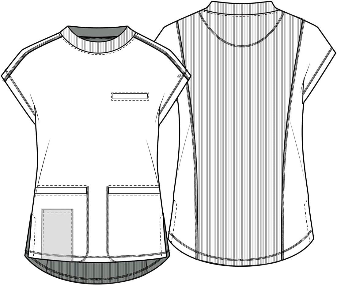 Cherokee Infinity Womens Mock Neck Scrub Top, 4 Pockets, Dolman Sleeves, Rib-Knit Back Panel Stylish Medical Top - CK742A