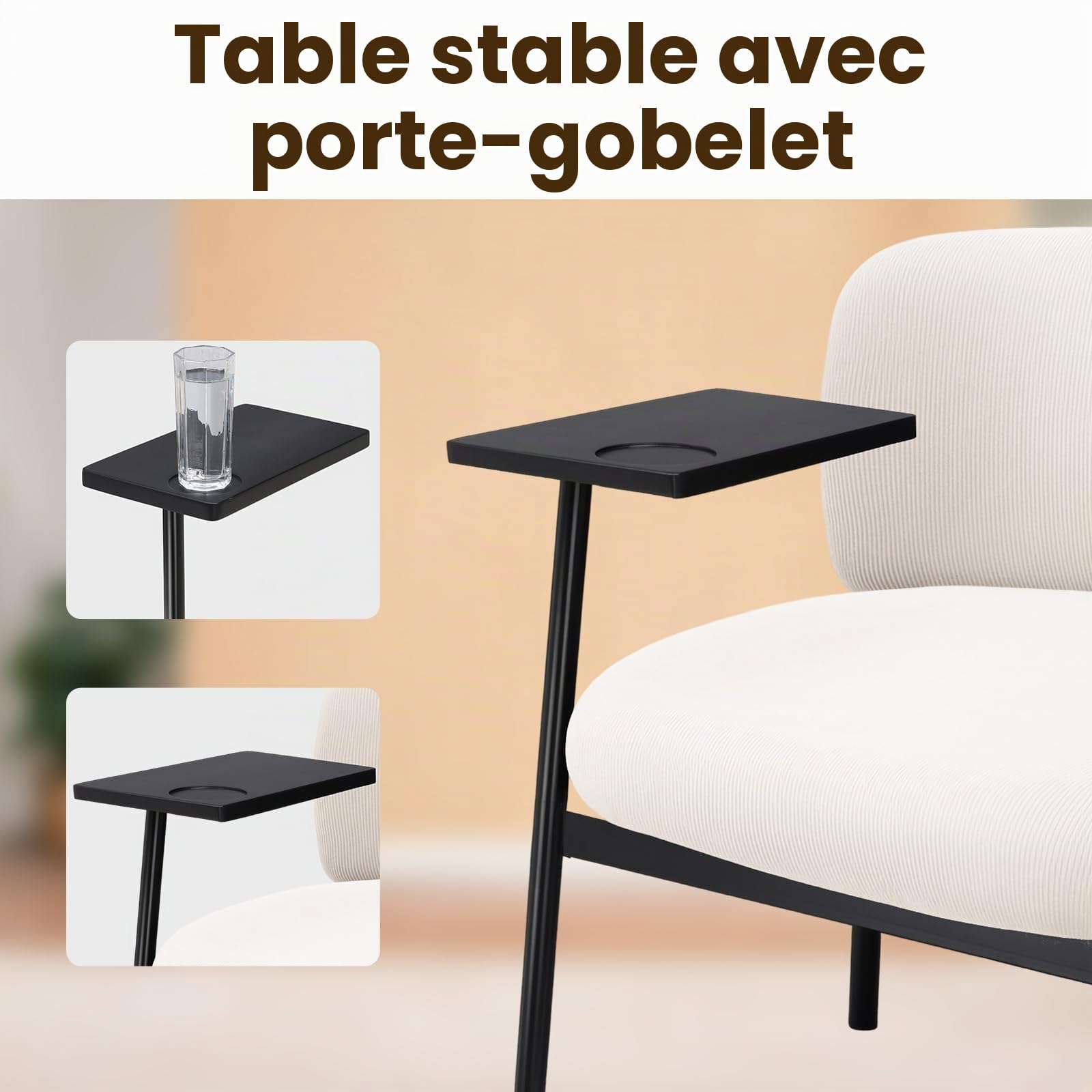 COMHOMA Fauteuil de Relaxation Moderne rembourré avec Pieds en métal, canapé Simple pour Salon, Chambre à Coucher, Jardin, Beige