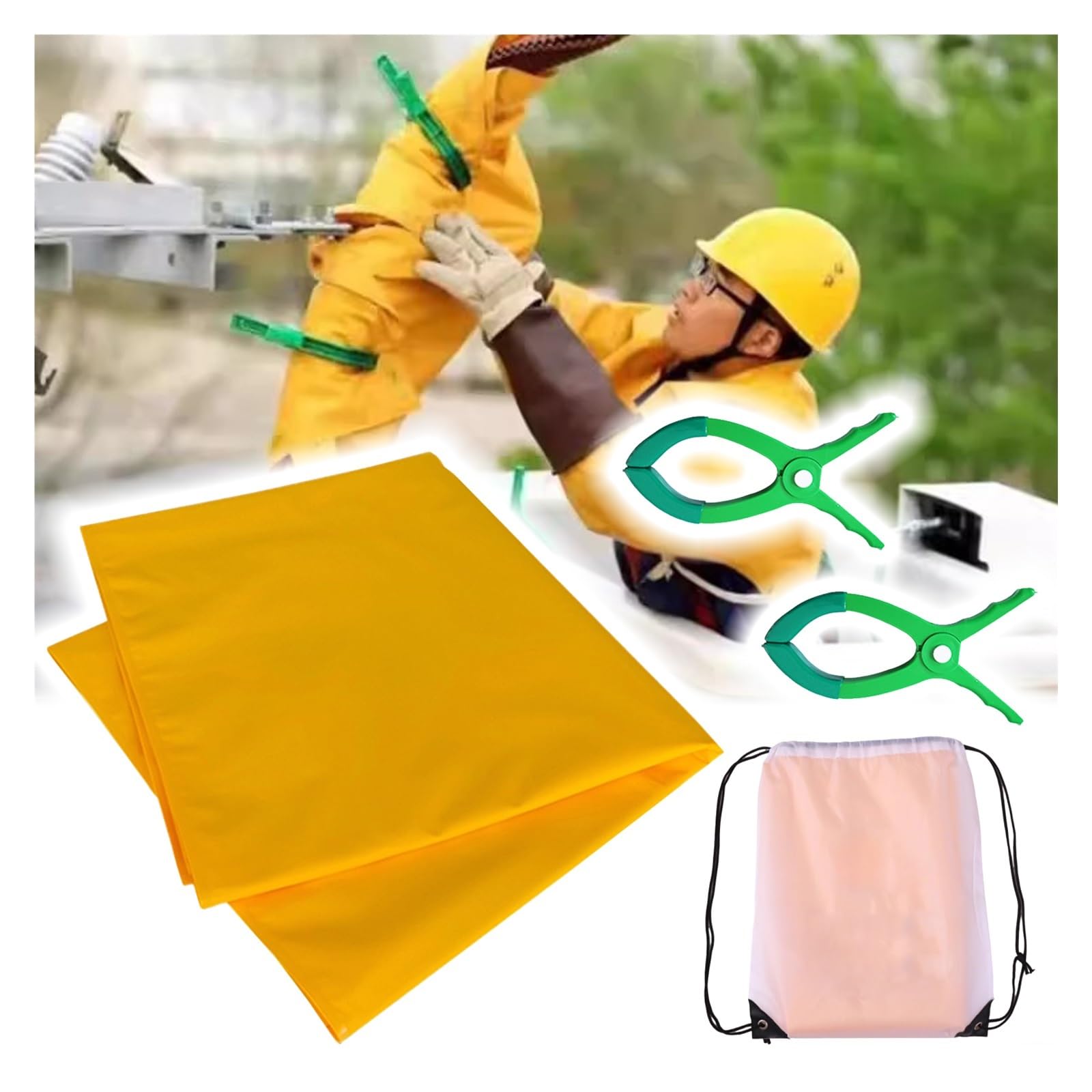 Manta antiestática con Bolsa de Almacenamiento, Manta antiestática portátil Grande con 2 Clips, Cubierta de protección contra descargas eléctricas de Resina EVA para Uso Comercial en exterio