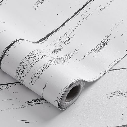 Uderkiny Film adhésif pour meubles en bois blanc Papier peint autocollant mural en bois blanc Film adhésif pour meubles d'armoire Les Murs aspect bois Papier peint en bois Film adhésif Papier Peint Cover