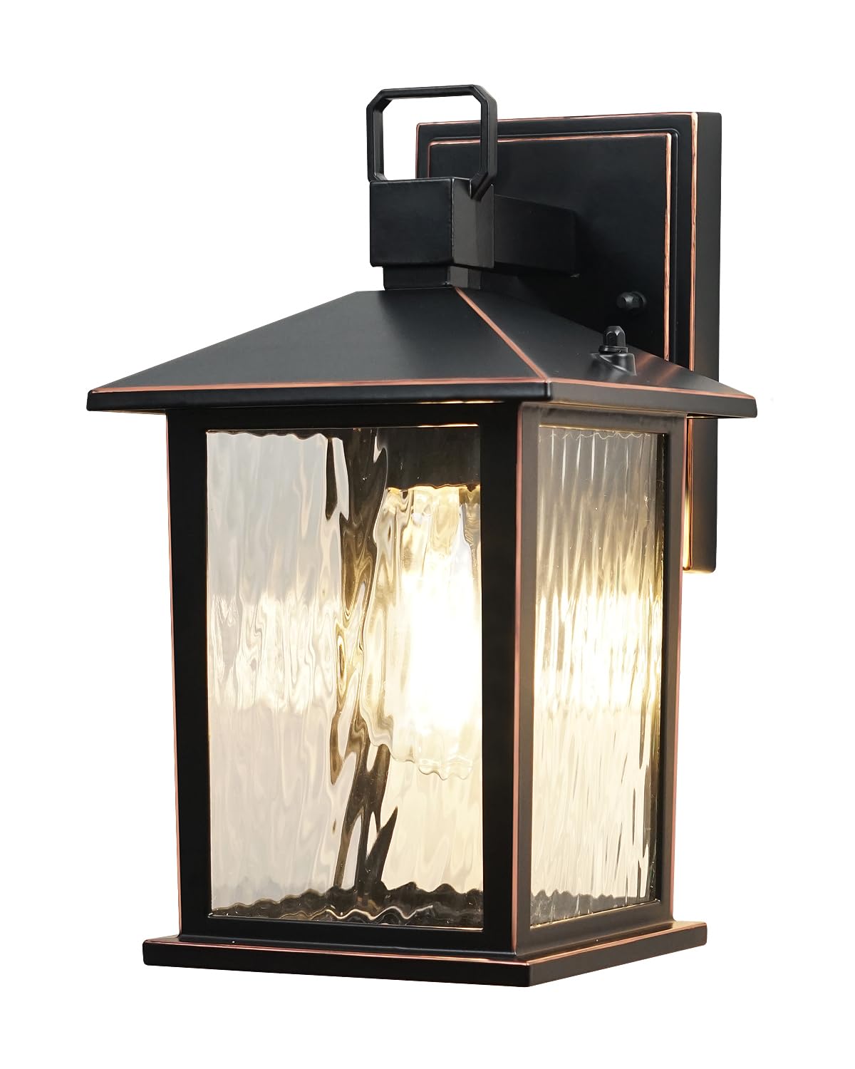 Photo 1 of ZILLSEA Oil Rubbed Bronze Outdoor Wall Light, 12'' Exterior Lighting Fixture with Water Ripple Glass, Hardwired Die-Casting Aluminum Porch Light, Waterproof Outside Wall Sconce, Bulb Not Included