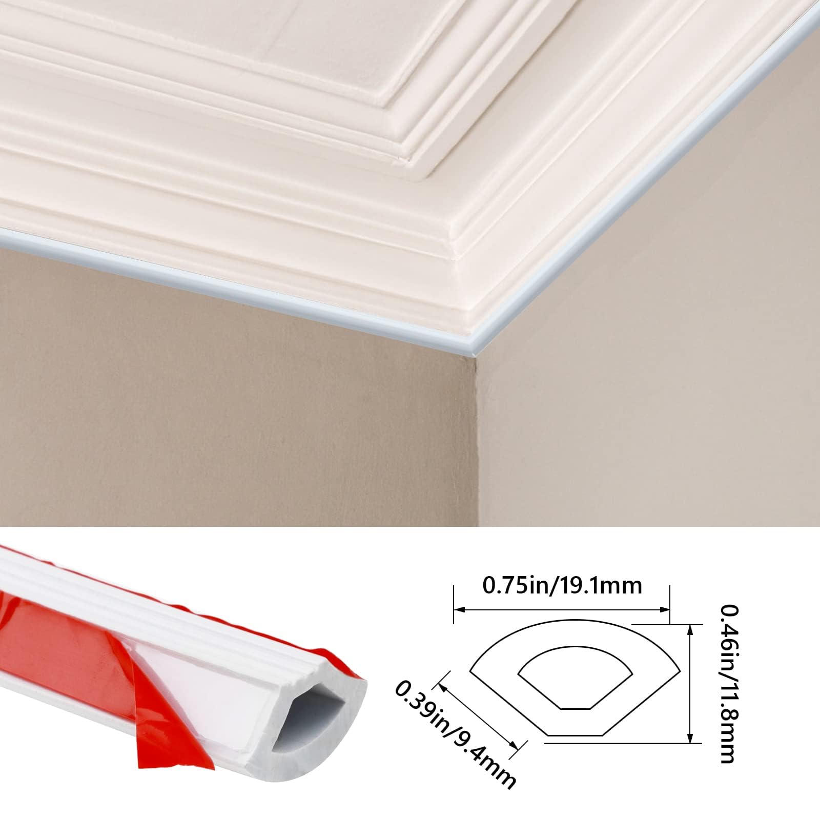 Snapklik.com : Duzzy 9.8FT Flexible Quarter Round Molding Self-Adhesive ...