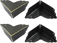 Vista 2 de 4 protectores de esquina de metal negro, protectores de esquina de caja de 2.76 x 2.76 pulgadas, protectores decorativos de esquina de metal