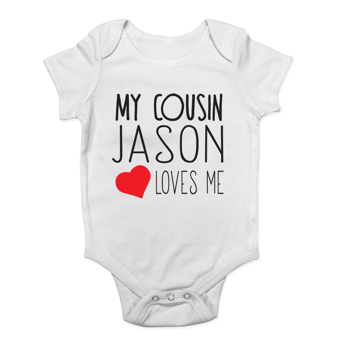 Personalised My Cousin with Any Name Loves Me Cute Boys and Girls Baby Vest Bodysuit White