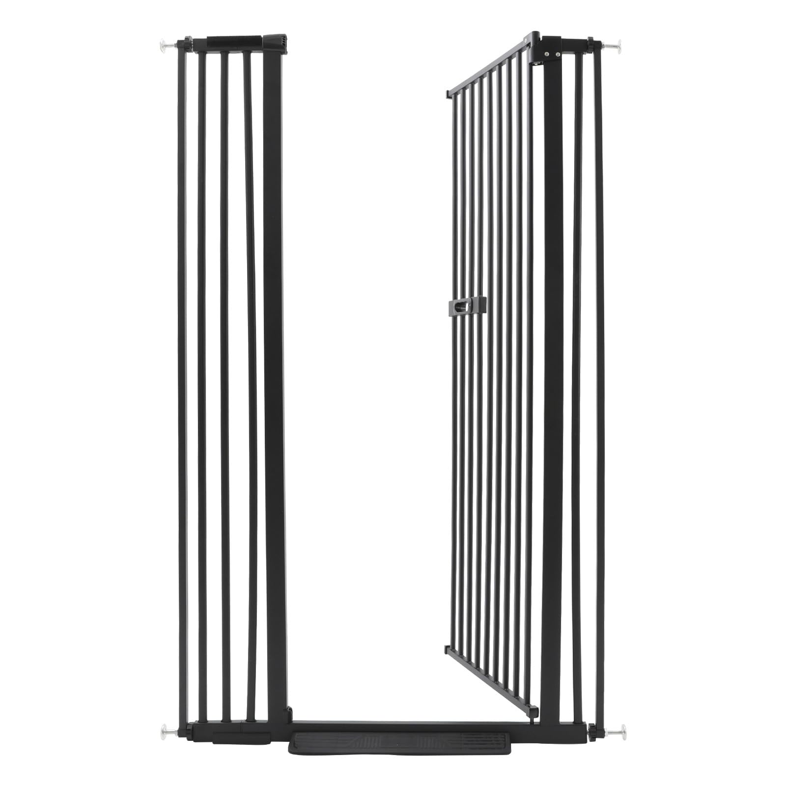 Barrera para Mascotas Puerta, Altura 150cm (Negro) | Acero al Carbono Barrera para Perros y Gatos, Ancho Ajustable de 86 a 95cm, Puerta Giratoria de 180°