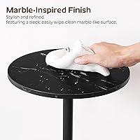 Vista 9 de Round Side Table Set of 2, Tall Drink End Table for Small Spaces, Pedestal Style Martini Side Table in Living Room, Bedroom, Dormitory, Marble Black