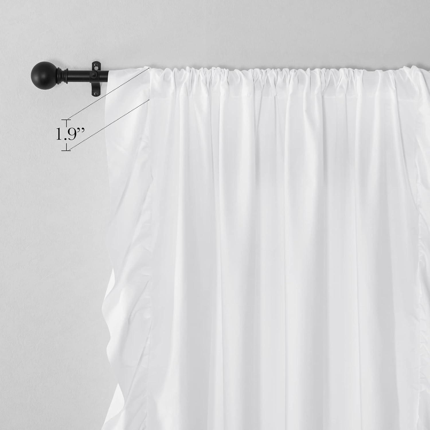 NICETOWN White Ruffle Shabby Chic Curtains 84 inch Long, Rod Pocket Privacy with Some Soft Light Filtering French Country Flowy Drapes for Living Room/Farmhouse/Bedroom, 2 Panels=104" Wide