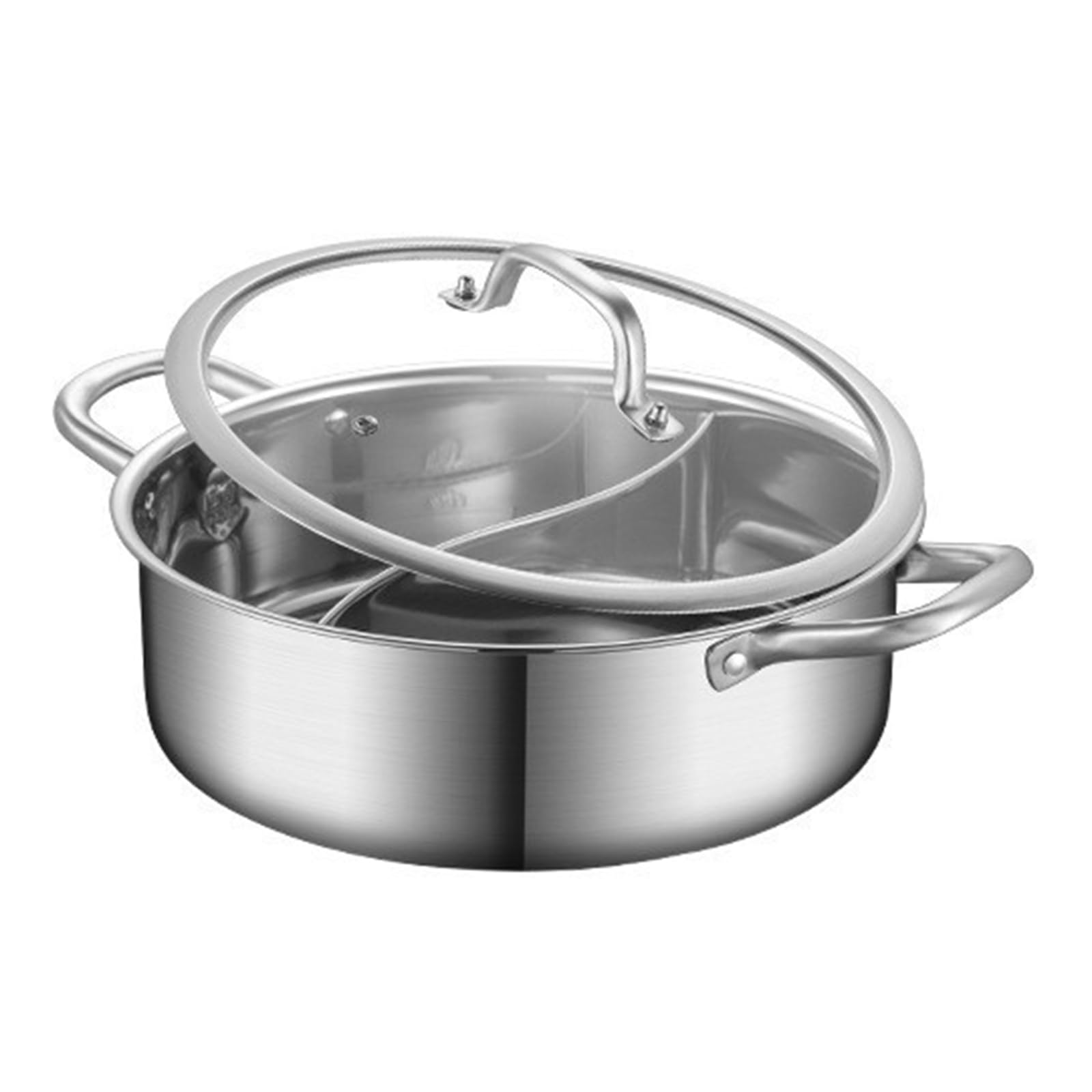 Tsophreniq Family Double Cooking Pots 304 Stainless Steels with Glass Lid Ensuring and Efficiency in Meal Preparation Soup with Divider