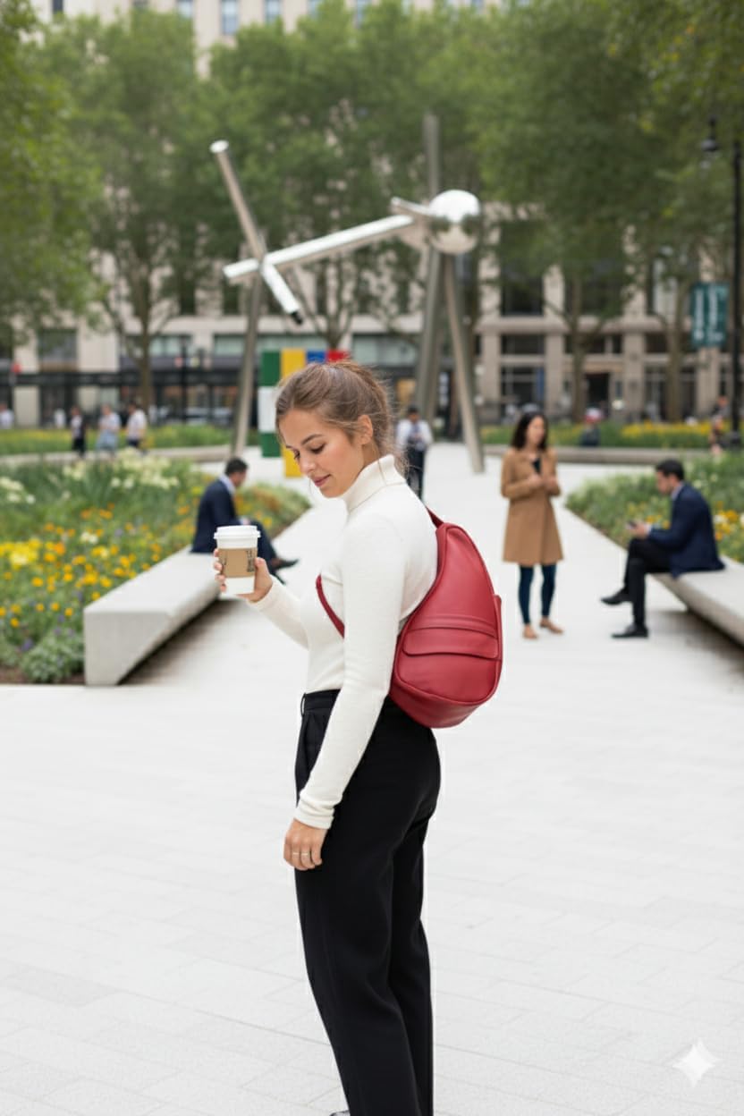 AmeriBag 15" Full-Grain Leather Healthy Back Bag Ergonomic Crossbody Sling for Everyday Use, Travel & Walking Comfort - Image 8