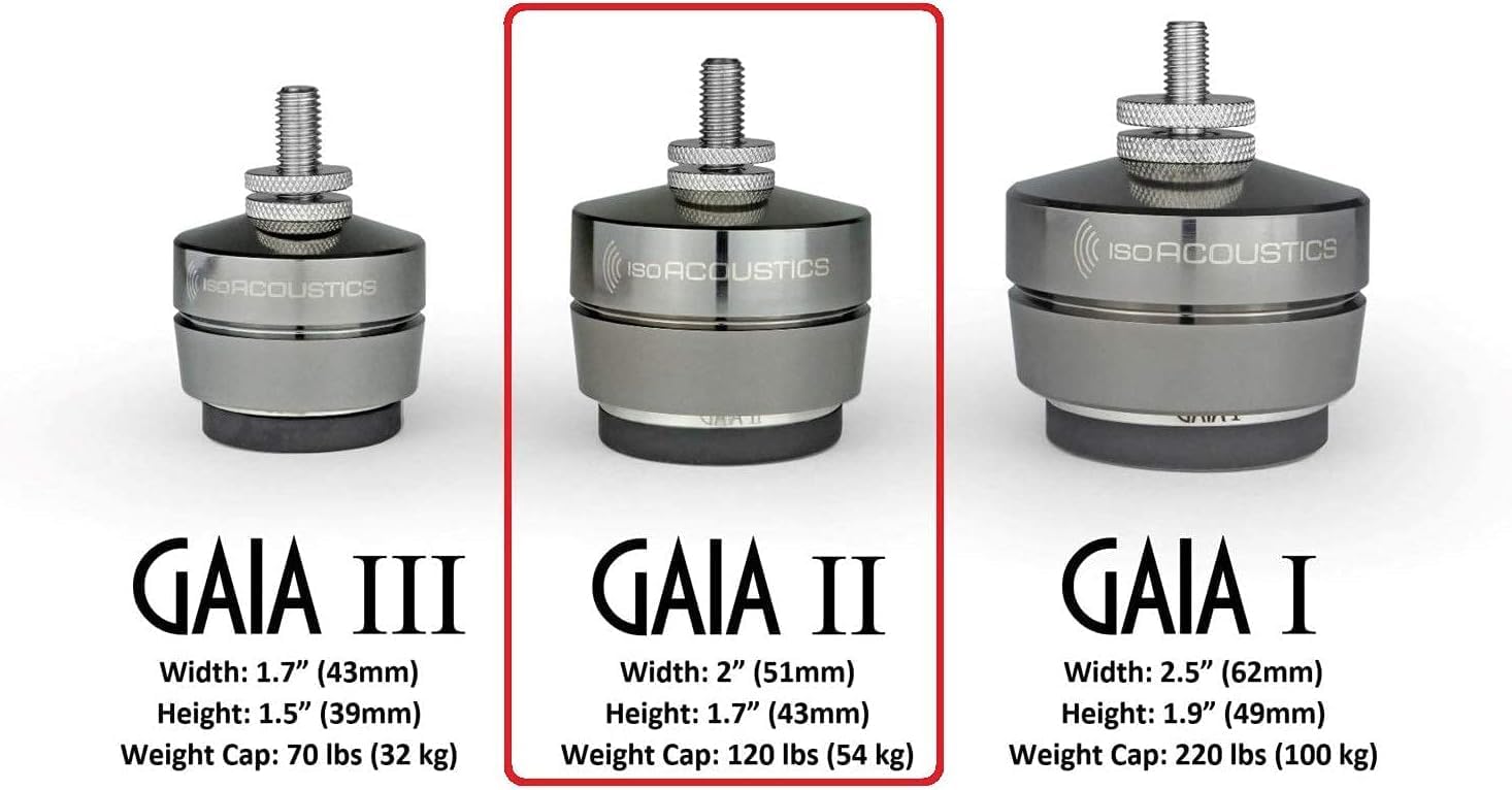 IsoAcoustics Gaia Series Isolation Feet for Speakers & Subwoofers (Gaia II, 120 lb max) – Set of 4