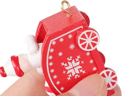 Miniatura 4 de Juego de tren de madera de Navidad de cinco secciones, mini tren para fiesta de Navidad, decoración de mesa, adornos de tren de muñeco de nieve,