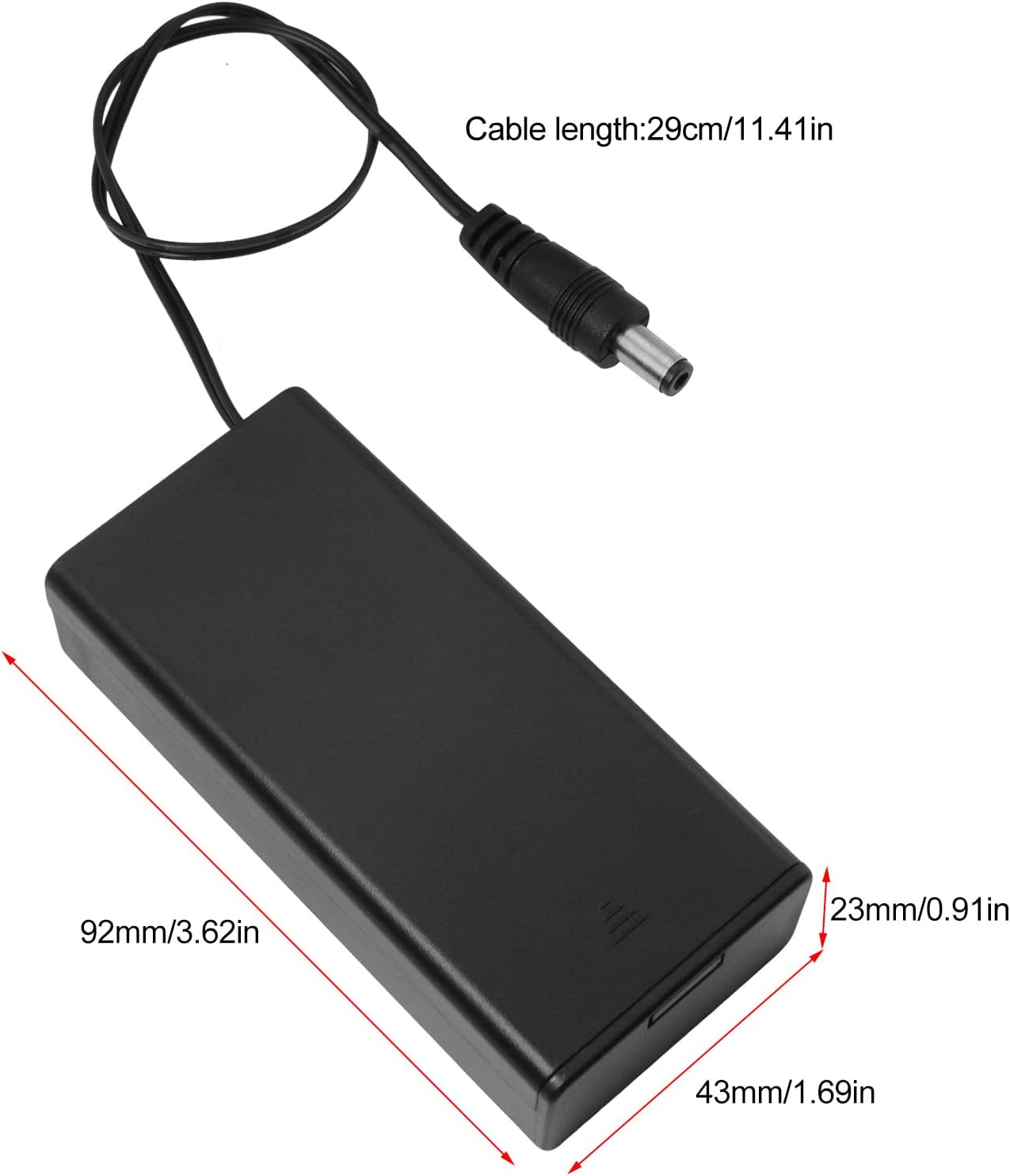 2PCS 2 Slot 18650 Battery Holder Series Connected with 5.5x2.1mm DC Connector and On Off Switch Battery Case with Cover for DIY Project Power Supply Electronic Device Powering Black