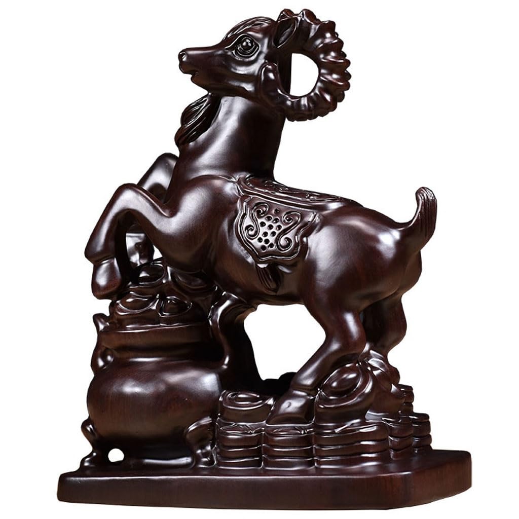 Sculpture mouton en acajou TUSUOD, décoration d'artisanat d'art pour salon chic
