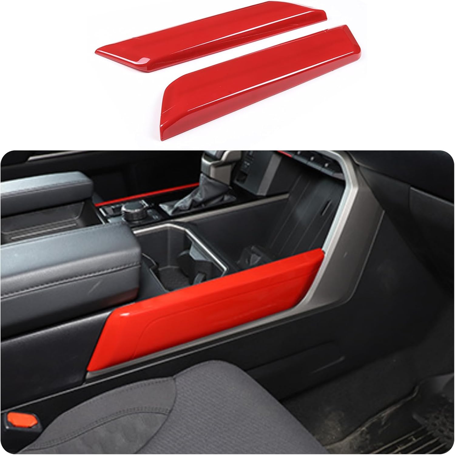 Car Accessories KELEIMAI Car Accessories Fit for Toyota Tundra Sequoia 2026 2025 2024 2023 2022 Inner Center Console Gear Control Panel Side Strip Cover Trim (Red) 2PCS ABS