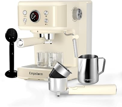 Empstorm Espresso Machine 20 Bar&Milk Frothing Pitcher Steamer Cup Foam Making-Suitable&2oz Espresso Shot Glass 2pack