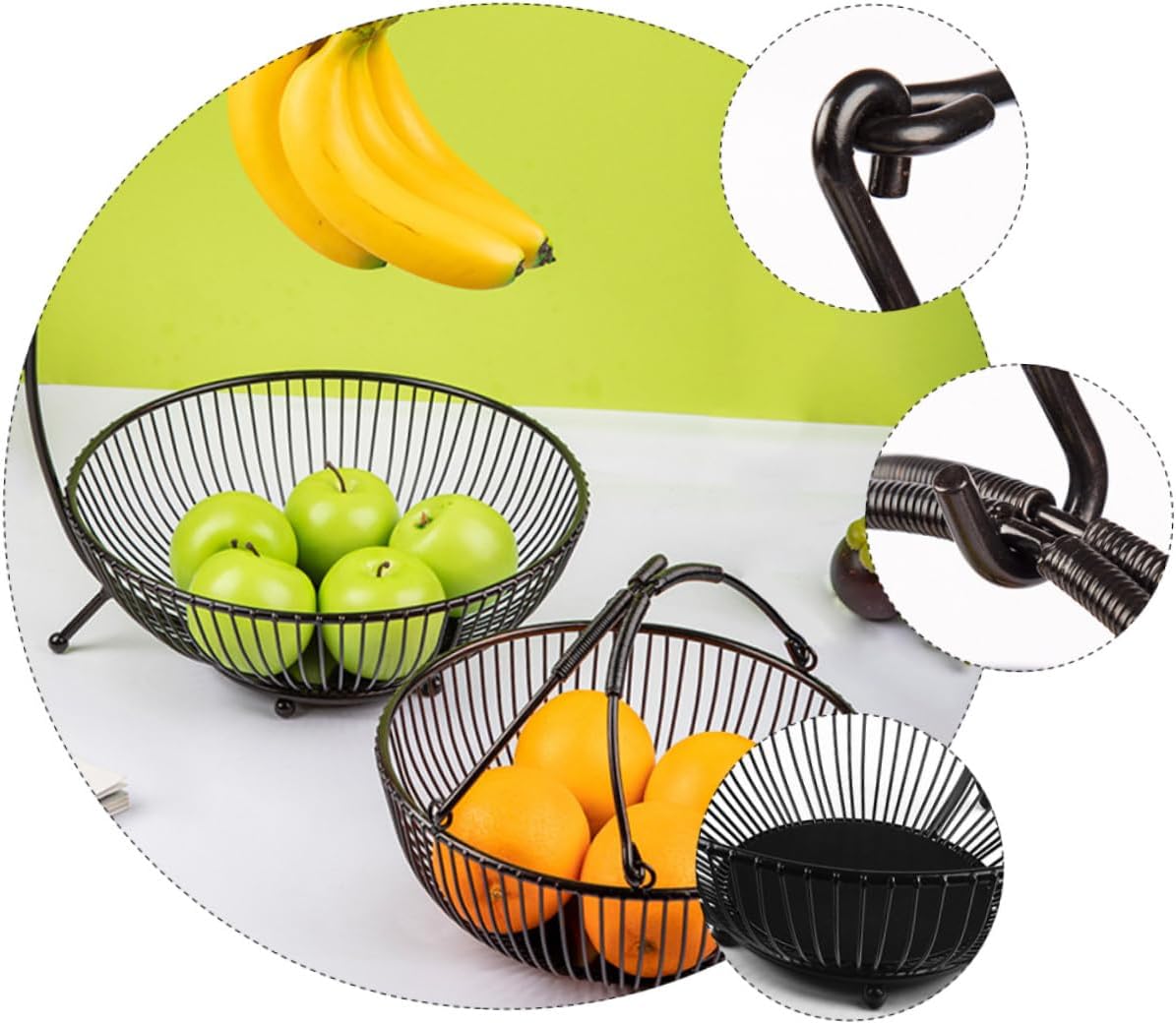 Cabilock Iron Fruit Basket Marble Black Produce Basket for Potpourri Bowl Fruit Holiday