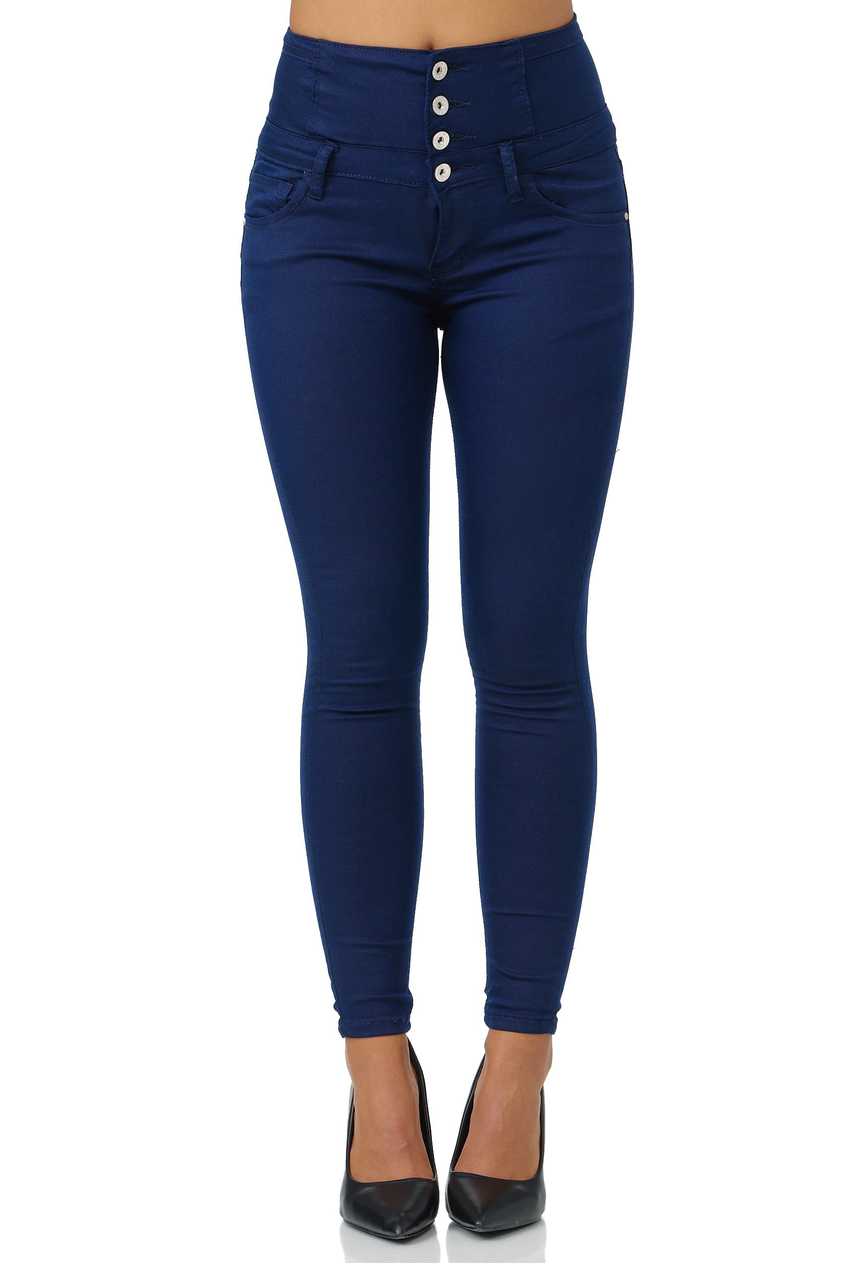 ELARA Damen Skinny Jeans - Stretch Röhrenjeans Mit Riss