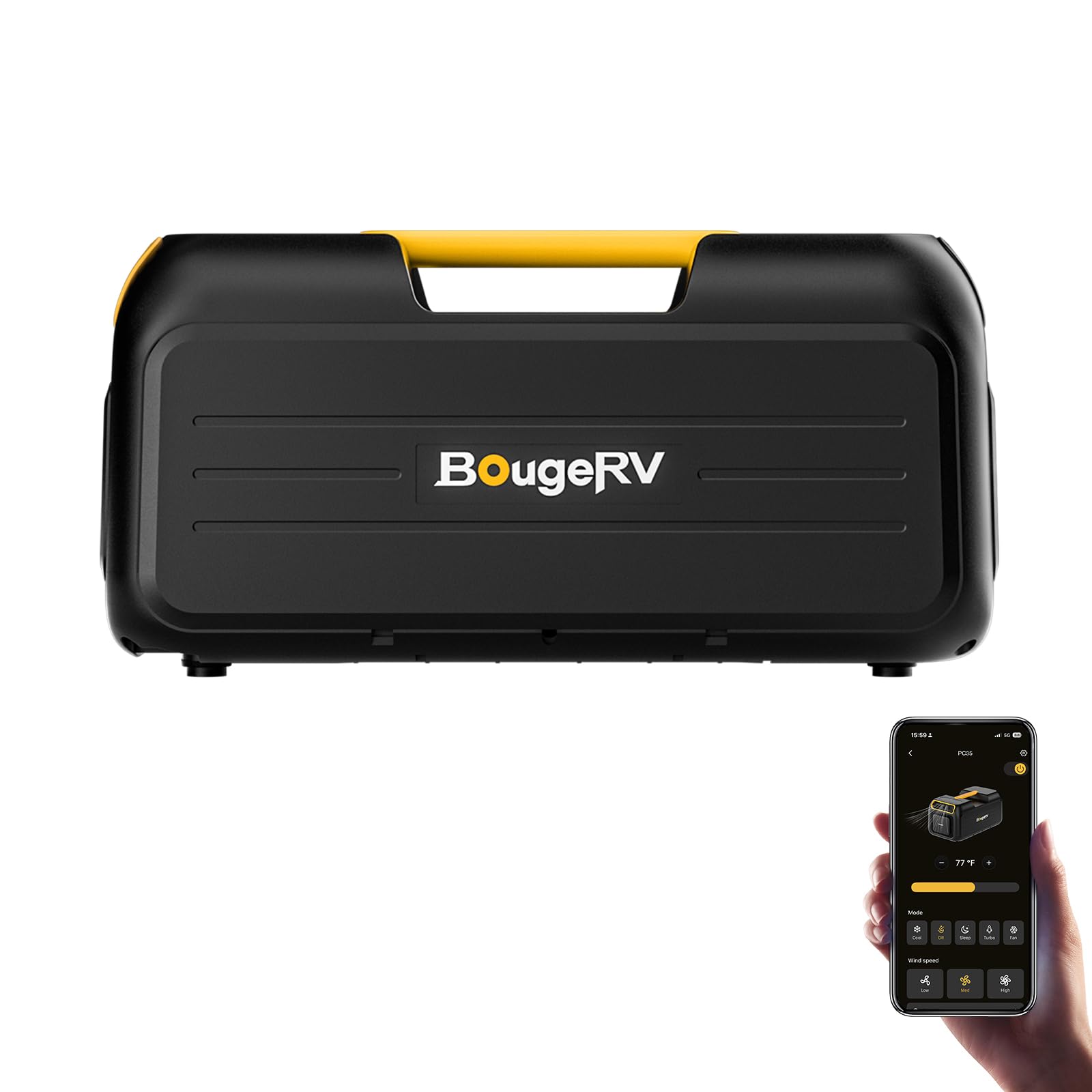 BougeRV Tragbare Klimaanlage 3500 BTU Kühlen Mobile Klimaanlage für Camping | 10 Minuten Schnelle Kühlung, App-Steuerung, 5 Fach Funktion, R290 Gas, AC 100V-240V, für Zelt, Van