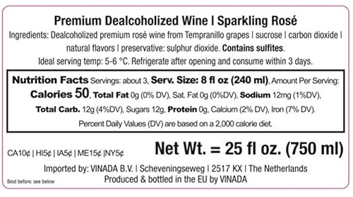 Miniatura 8 de VINADA - Paquete variado de vino espumoso dorado y rosa - Zero Alcohol Wine - 254fl oz 2 botellas de vidrio
