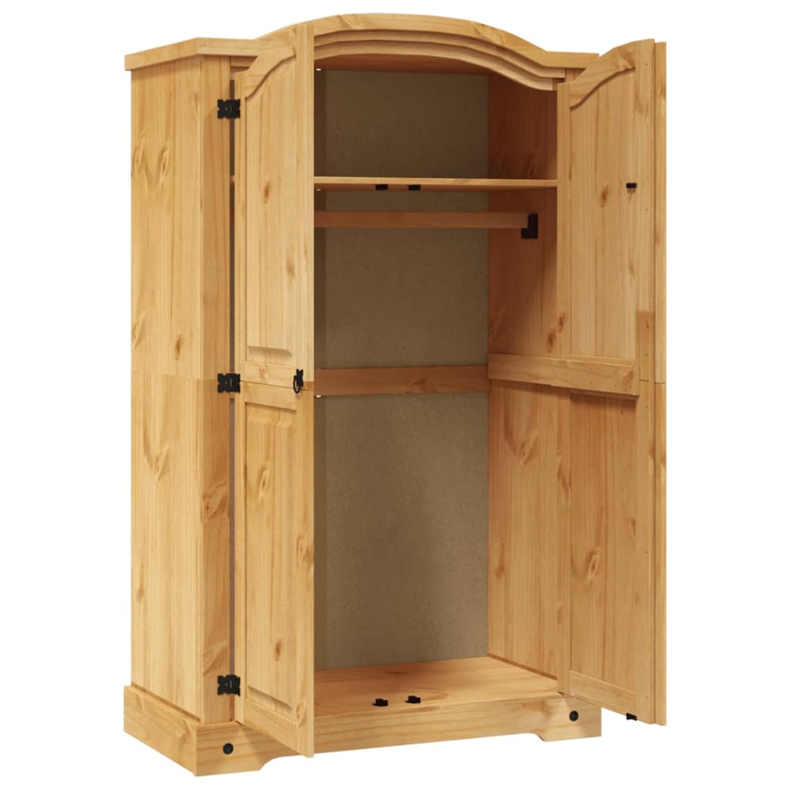 Mexikanischer Kleiderschrank aus Kiefernholz, 2-türig, Aufbewahrungs-Organizer für Schlafzimmer, stilvolle Möbel für Kleidung und Accessoires