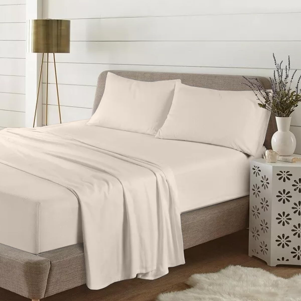 Rohi Flannelette Pillowcase Pair with Envelope Closure – Luxuriously Soft & Breathable 100% Brushed Cotton Pillowcases – Stain, Shrink, & Wrinkle Resistant (Cream, Pack of 2) — image 1