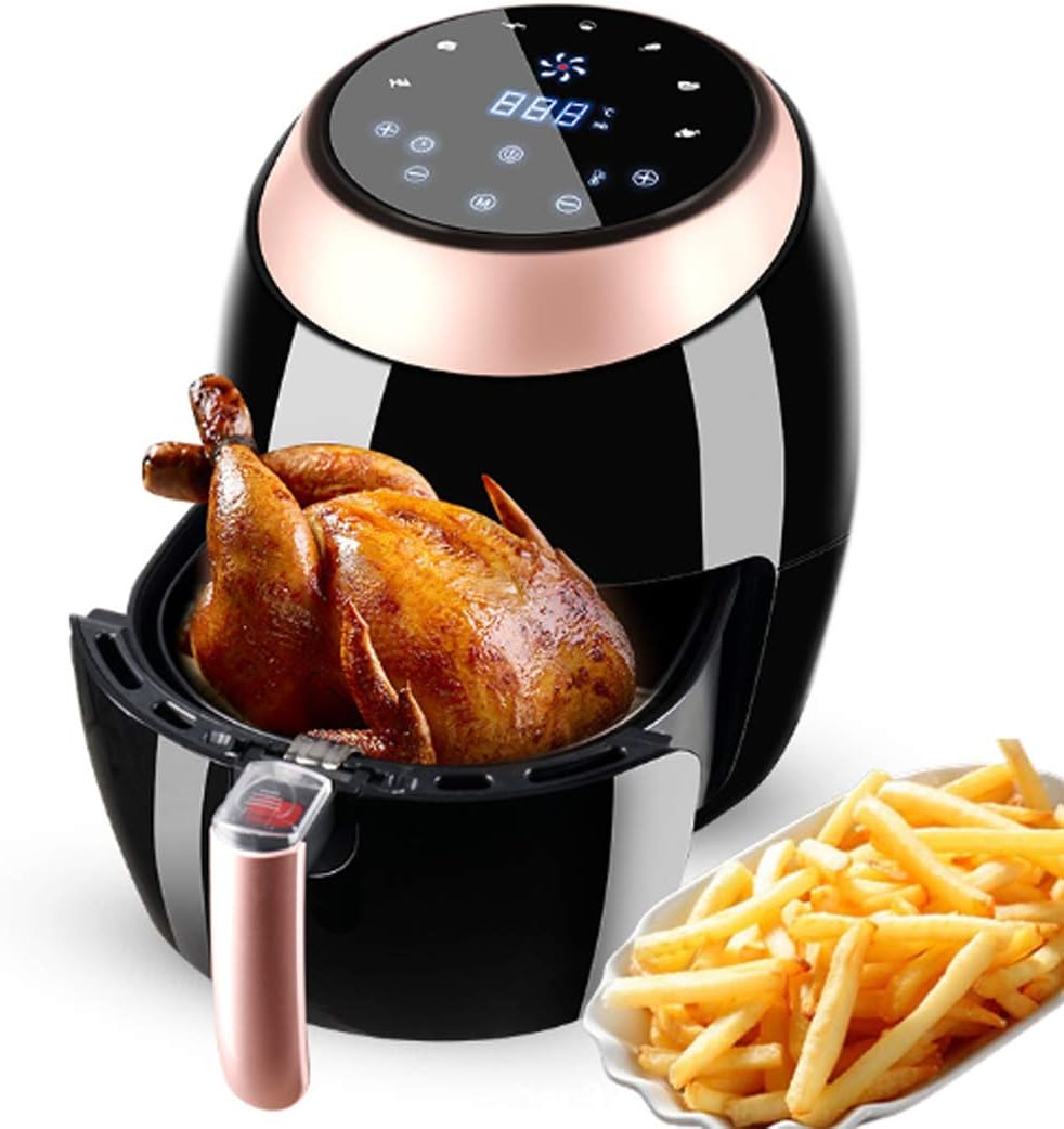 7L LCD Touch Control Air Fryer Large Capacity Smoke-Free Electric Fryer with Nonstick Basket for Healthy Oil Free Or Low Fat Cooking 1500W/110V Red (Black)