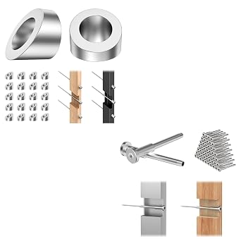 20 Pack 5/16" ID Angle Beveled Washer and 50Pack 1/8" Invisible Cable Railing Kit, T316 Stainless Steel Invisible Receiver and Swage Stud End for Cable Railing, Deck Stair Railing System