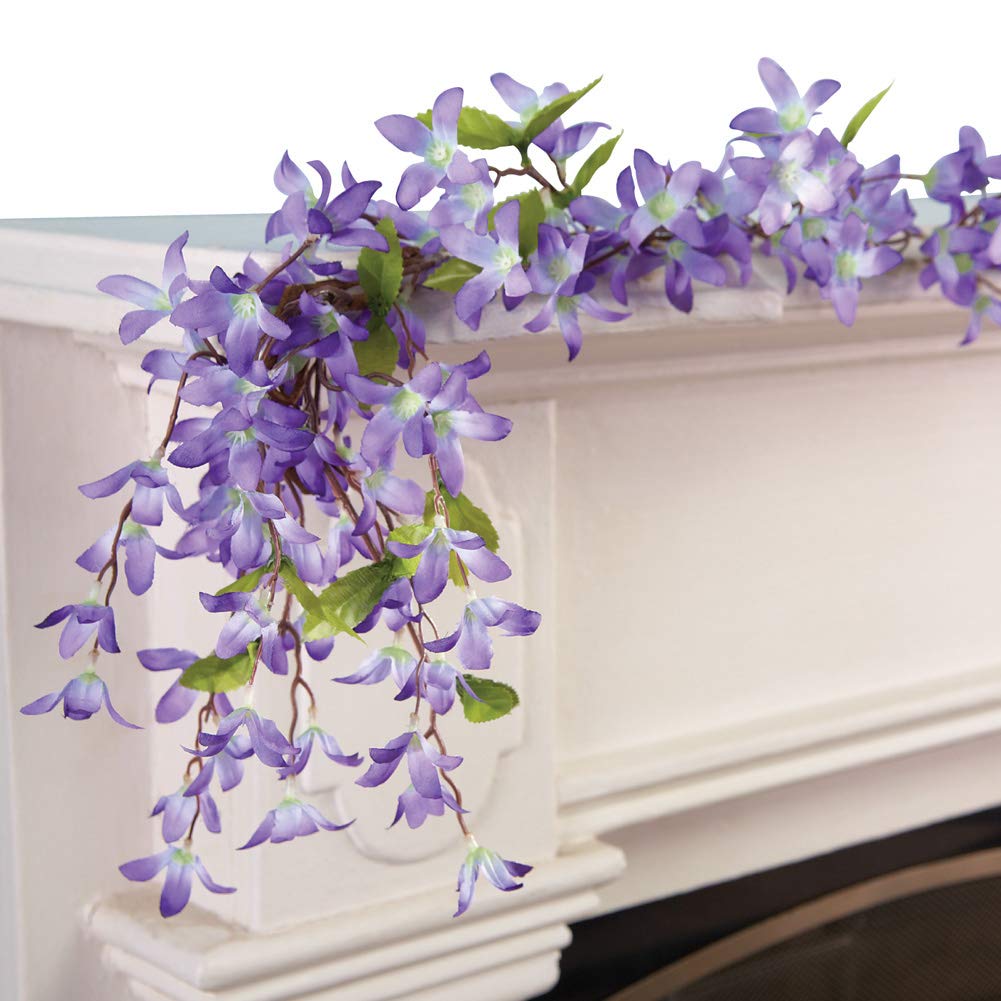 Collections Etc Spring Floral Forsythia Garland Lavender 72" x 6" x 4"