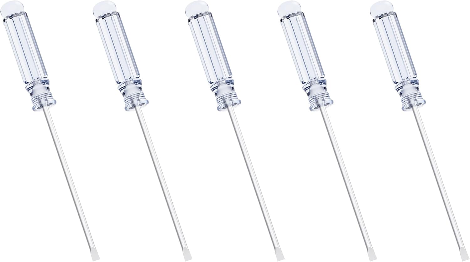 5PCS Mini Slotted Screwdriver, 3mm Flat Head for Watch Eyeglasses Electronics Toy Repair, Non-magnetic, 4.72"(120mm) Total Length (Clear Handle)
