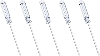 5PCS Mini Slotted Screwdriver, 3mm Flat Head for Watch Eyeglasses Electronics Toy Repair, Non-magnetic, 4.72"(120mm) Total Length (Clear Handle)