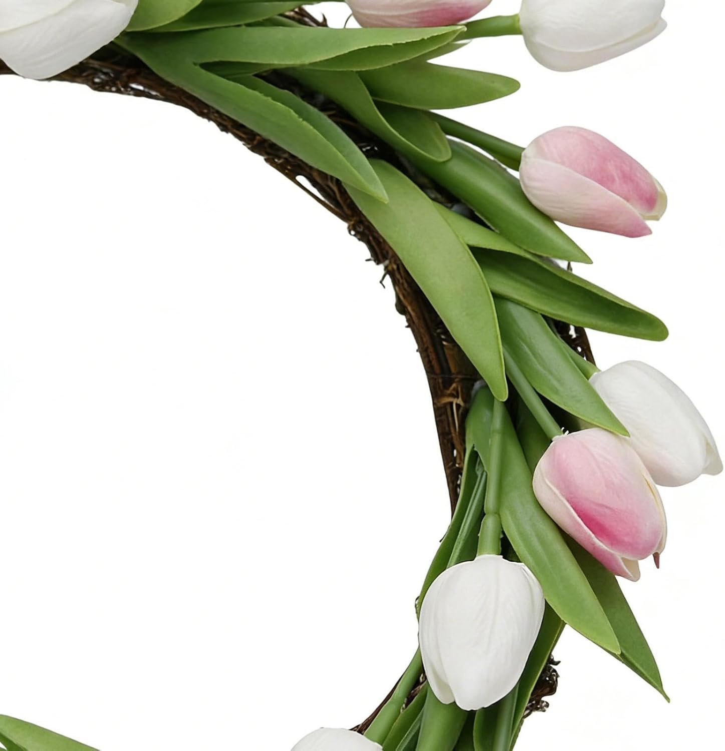 Artificial Greenery Wreeath - 45cm Large Spring Door Decor, Lush Foliage Ring Wreath, Indoor Outdoor Decoration