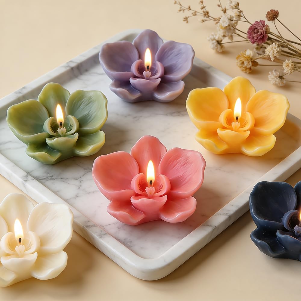 Phalaenopsis Orchid Flower Silicone Candle Mold,Orchids Flowers Balls Epoxy UV Resin Molds 3D Silicone Molds for Crafts Gummy Mold for Baking Making Chocolate Soap Wax Resin Casting DIY Aromatherapy