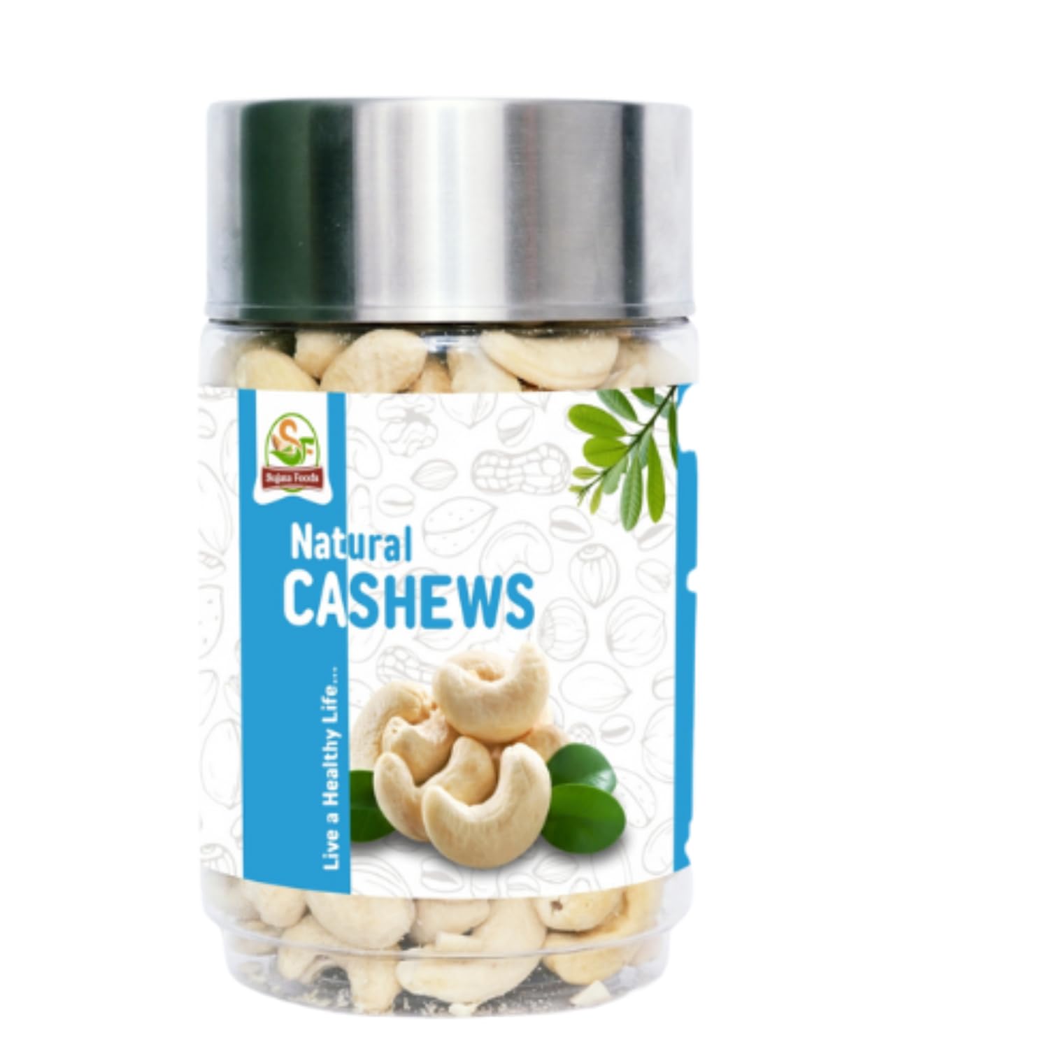 SUJATA FOODS 250 gm Natural Cashews Dry Fruits Jar | Whole Crunchy Cashew Nuts | Healthy Snack | Protein Rich Vegan Snack | Unsalted Edible Nuts | Roasted Dry Fruits Container for Daily Nutritious Eating