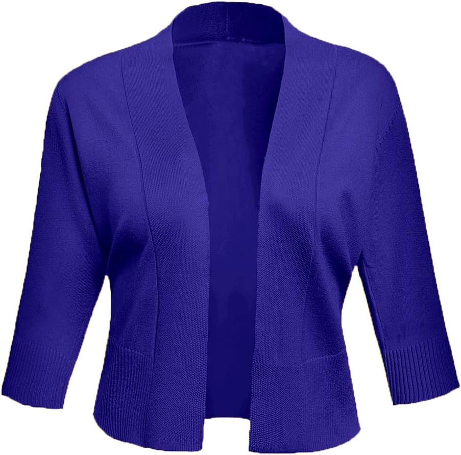 AAMILIFE Women's 3/4 Sleeve Cropped Cardigans Sweaters Jackets Open Front Short Shrugs for Dresses - Image 2